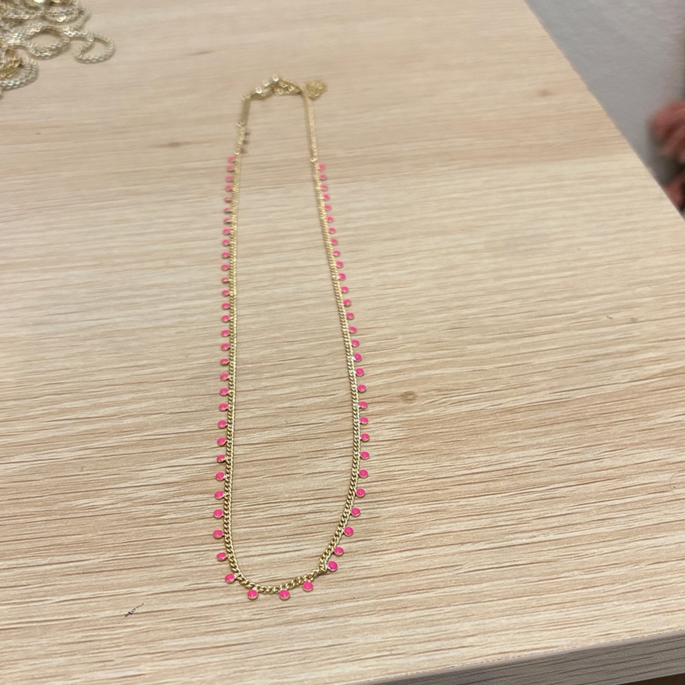 Kendra Scott Gold Necklace with Hot Pink Accents